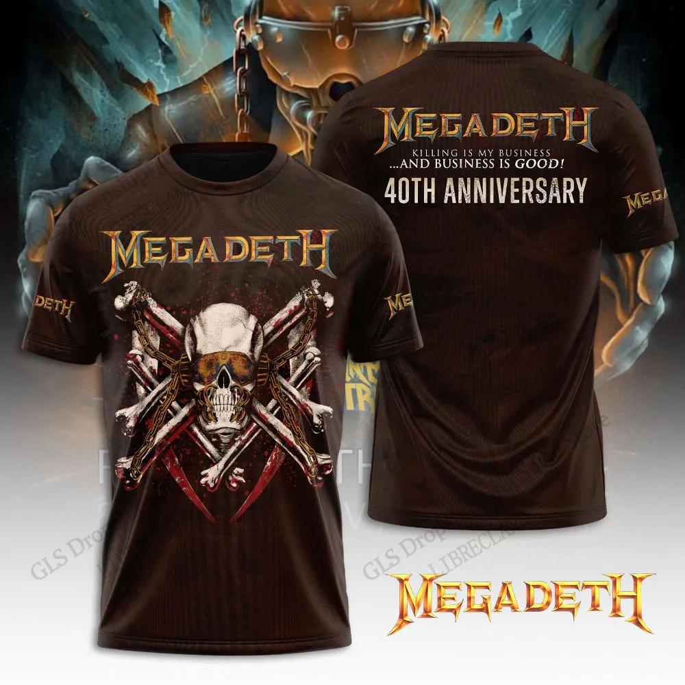 Band Rock Heavy Metal Megadeth Stampa 3D Creativo Hip-hop Fresco Top Estivo Uomo Casual Moda Manica Corta Girocollo Abbigliamento