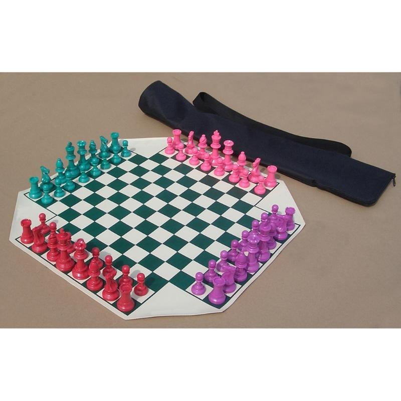 4-Way Chess Set Travel Chess Game With Chessboard and Chess for Group Gatherings