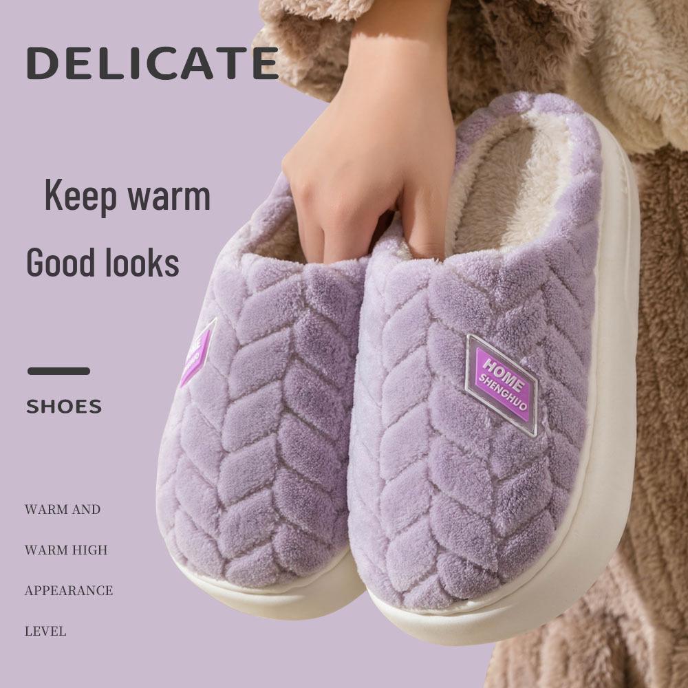 2025 Women's and Men's Cotton Slippers: Autumn/Winter Warm, Non-Slip, Thick-Soled, Plus Velvet, Wear-Resistant.