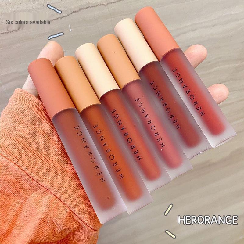 HERORANGE Twilight Milkshake Velvet Air Matte Lip Glaze: Non-Stick, Whitening, Student-Friendly Lip Mud