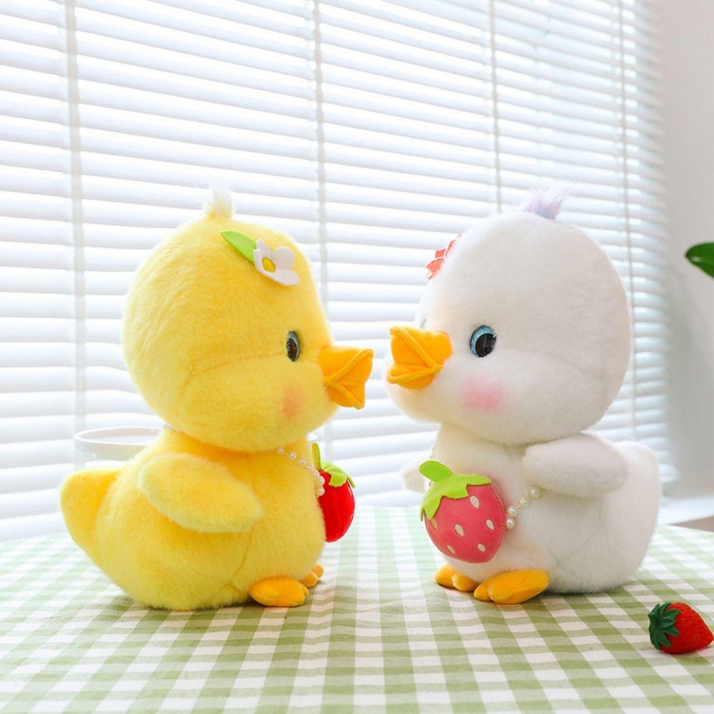 3d Eyes Pressing Music Duck Plush Toy Hairy Yellow Duck Plush Doll Friends Birthday Gifts