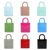 Waterproof Summer Beach Bag Solid Color Jelly Tote Bag Portable Rubber Hole Handbags  Baskets