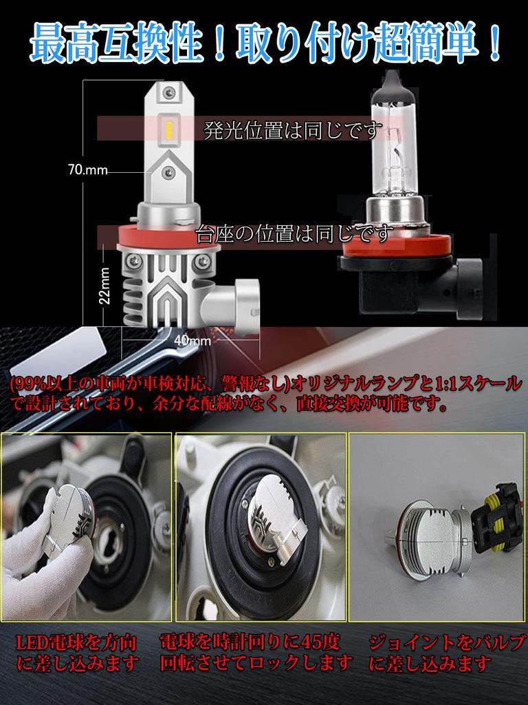 Faro LED Briteye H11 para Coches, Compatible con Inspección del Vehículo, 6.500K, Blanco, H8, H9,