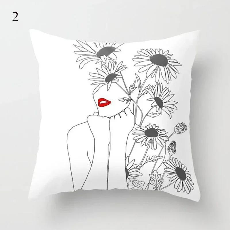 Black and White Geometric Cushion Cover Pillowcase Home Decoration Suitable for Bedroom Sofa Car