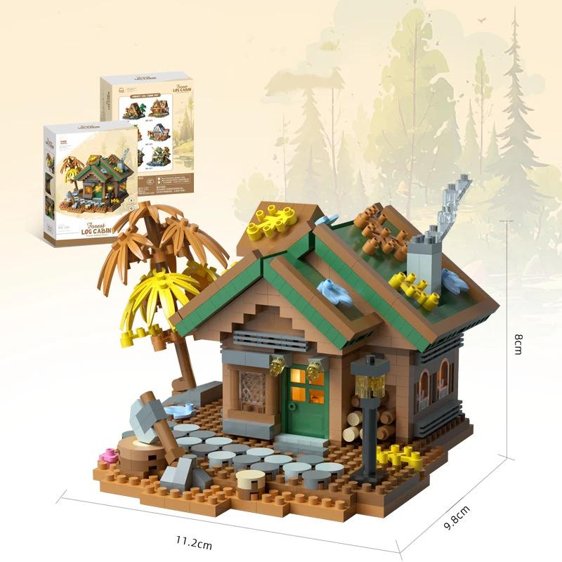 Creative street view building model building blocks forest tree house puzzle windmill tree house decoration toys lego military