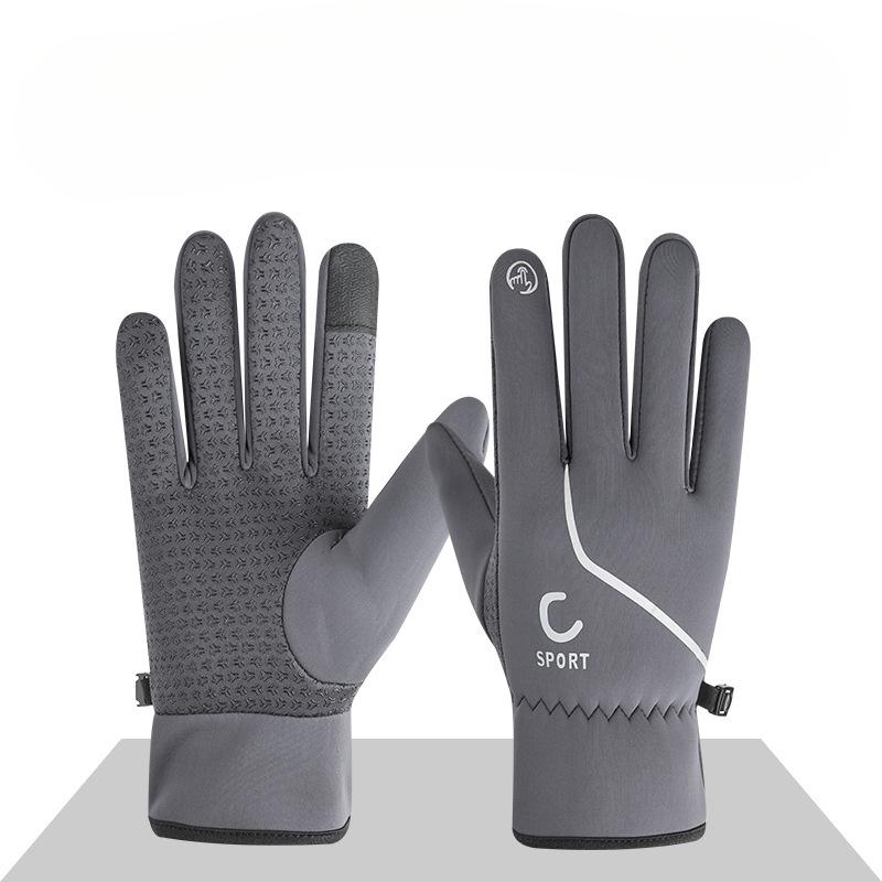 Autumn and Winter Gloves Men's Skiing Outdoor Sports Cycling Gloves Plus Velvet Warm Waterproof Cold Touch Screen Riding