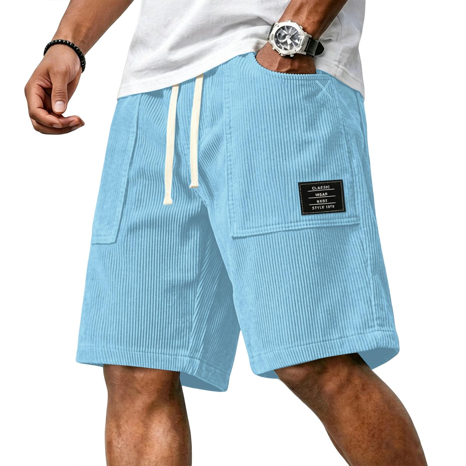 Master key Heren Casual Ribstof Korte Broek met Trekkoord, Steekzakken en Verstelbare Tailleband, Comfortabele Pasvorm voor Dagelijks Gebruik M