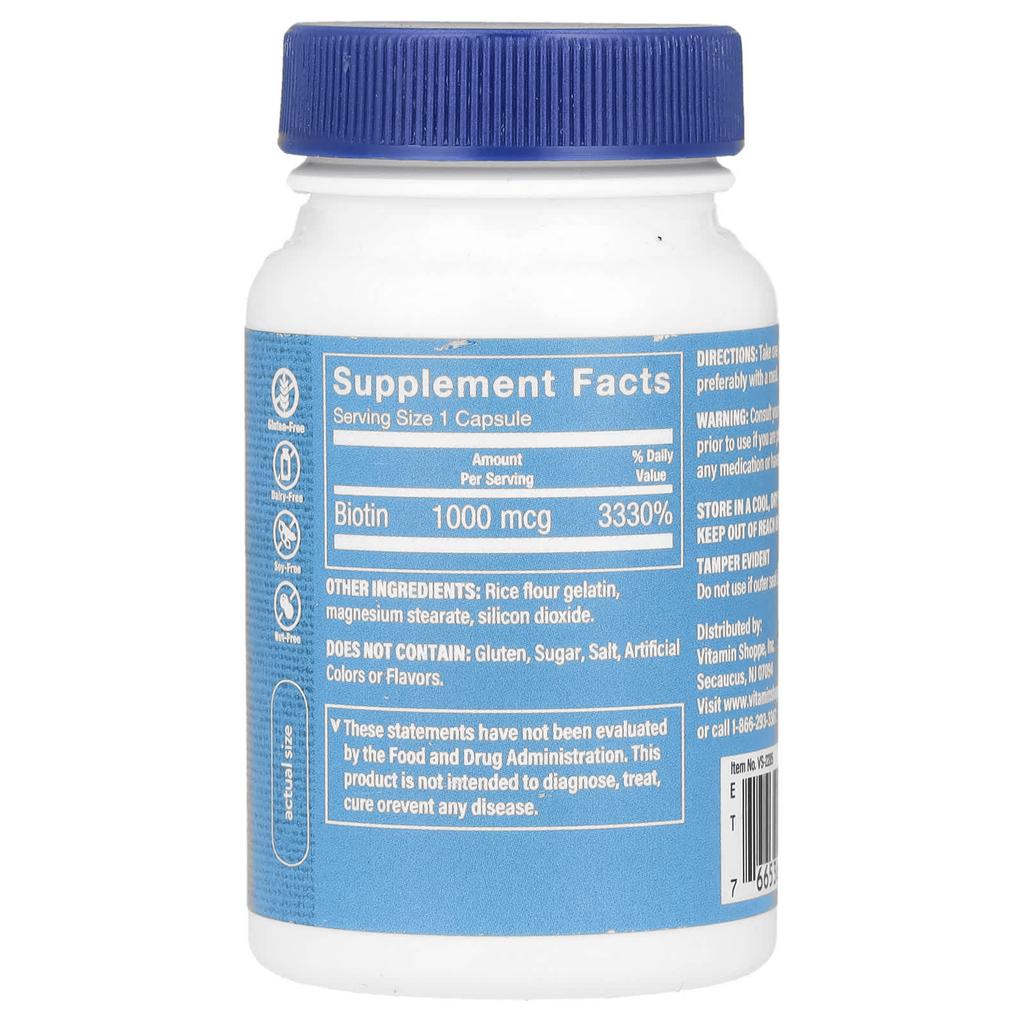 The Vitamin Shoppe, Biotin, 1,000 mcg, 100 capsules