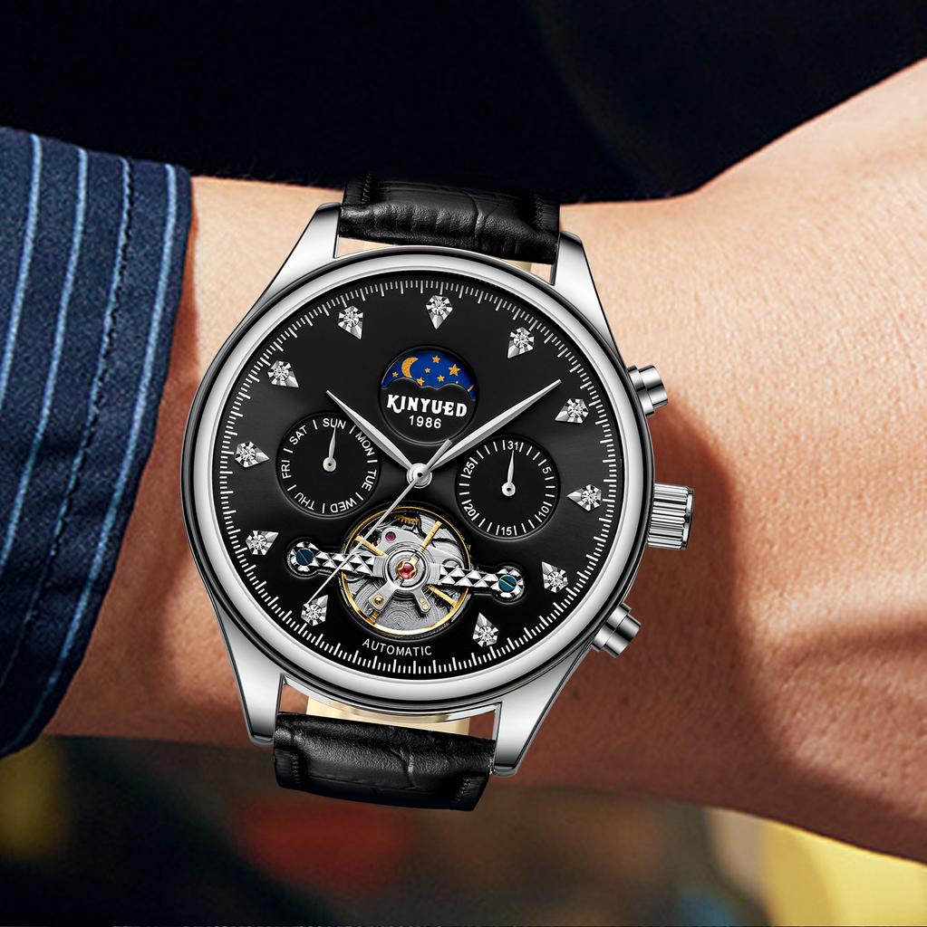 KINYUED Factory Hot Selling Quartz Watches Life Waterproof Wristwatch Men Tourbillon Movement for Men