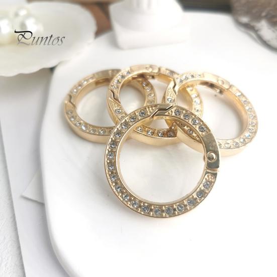 Key Ring Double-sided Rhinestone Compressible Spring Exquisite Portable Multipurpose Decorate Zinc Alloy Spring Keyring Key Chain Buckle Car Accessory