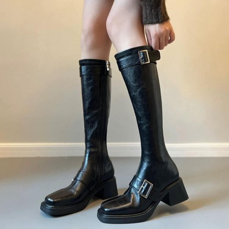 2026 Autumn/winter New Women's High-heeled Boots Long Tube Rubber Boots Pointed Toe Long Tube For Women