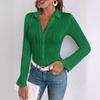 Women S Fashion Pleated Stretch Long Sleeve Shirt