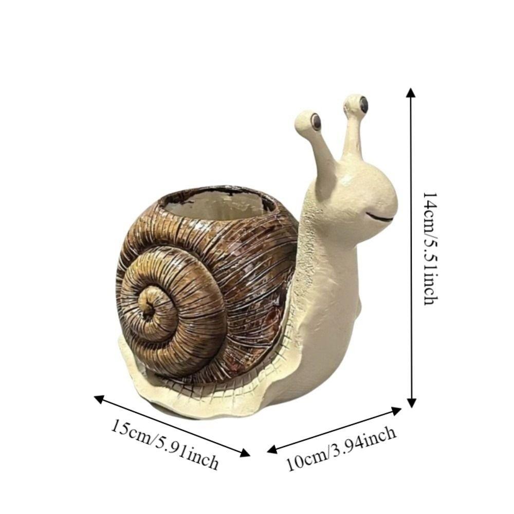 Resin Snail Planter Cartoon Creature Planter Pencil Holder Snail Flowerpot Office