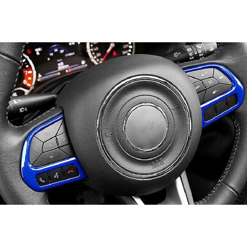 For Jeep Renegade 15-2023 Glossy Blue Steering Wheel Control Frame Trim 2PCS