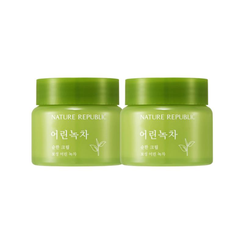 Nature Republic Young Green Tea Mild Cream Soothing Hydrating Moisturizer 55ml x 2