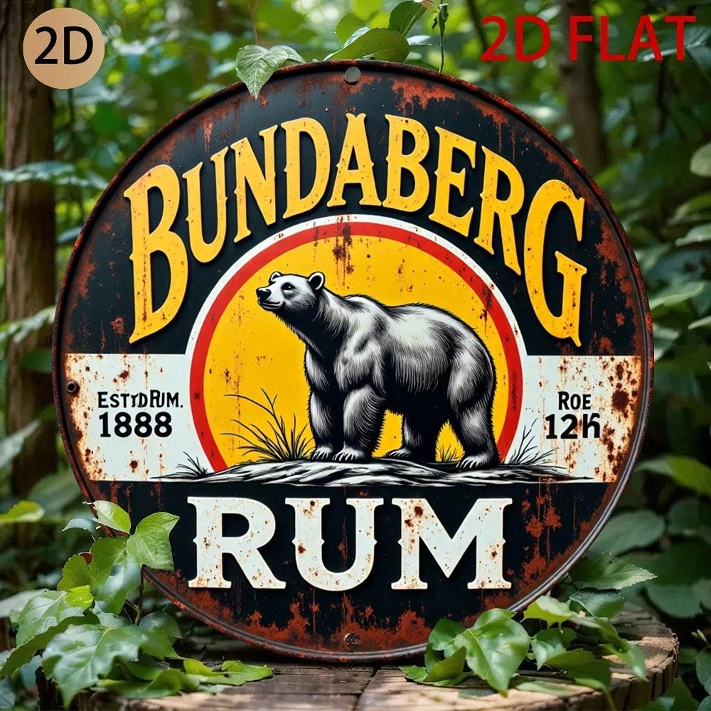 Vintage Bundaberg Rum Metal Sign 1888 Retro Wall Art Rustic Bar Bear Decor 20x20