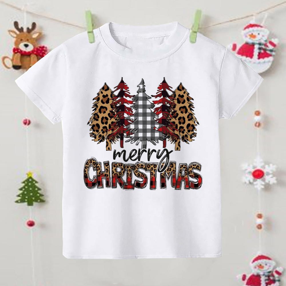 Crăciun Fericit Tricou Imprimat cu Elan Copil Tricou de Crăciun Haine Copil Topuri Băiat Fată Ținută Petrecere Crăciun Cadouri de Sărbători pentru Copii