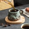 European Ceramic Vintage Coffee Mug Creative Stoneware Hand Pulled Coffee Latte Cup Milk Mug Afternoon Camellia Flower Tea Cup