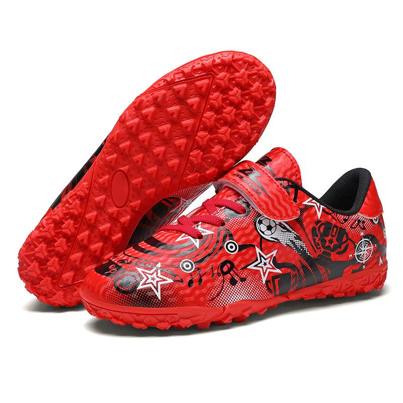 Children'S Football Shoes Tf Broken Nails Boys And Girls Teenagers Students Anti-Skid Ag Nails Leather Foot Velcro Training