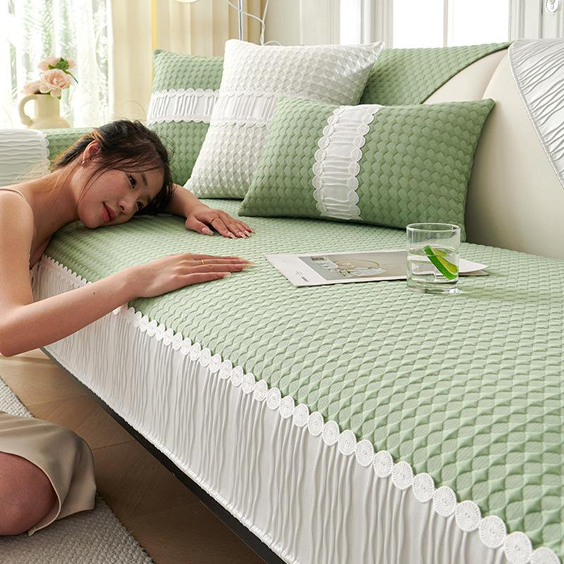 Ice Silk Sofa Cushion Summer Mat Cushion  New Simple Premium Cool Doudou Non-Slip Cover Cloth Towel Cover