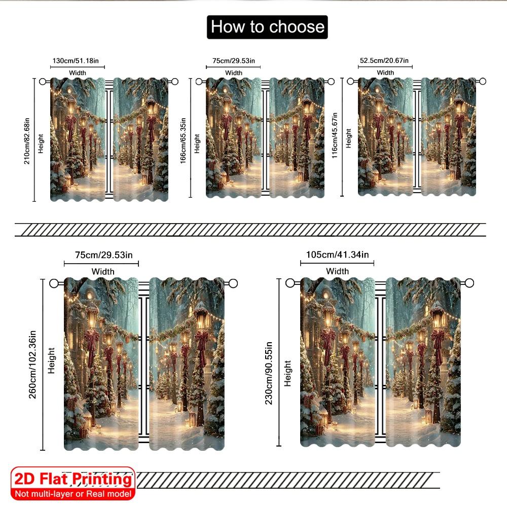 2pcs 2D flat printing Christmas Drapes Winter Fairy Christmas 100% Polyester Without Electricity Family Party Decoration Perfect