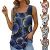 Kadın Modası Günlük Kolsuz Kare Yaka Çiçek Desenli Tank Top