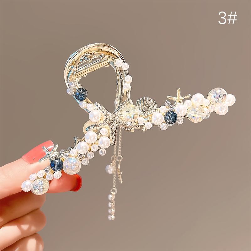 Pearl Tassel Hair Clip Starfish Hairpin Hair Claw  Shark Clip Jewelry
