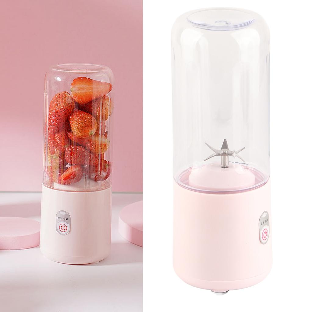 Juicer Machine Portable 500ml Mini Pink Juice Extractor 6 Leaf Blades USB Charging Juice Maker for