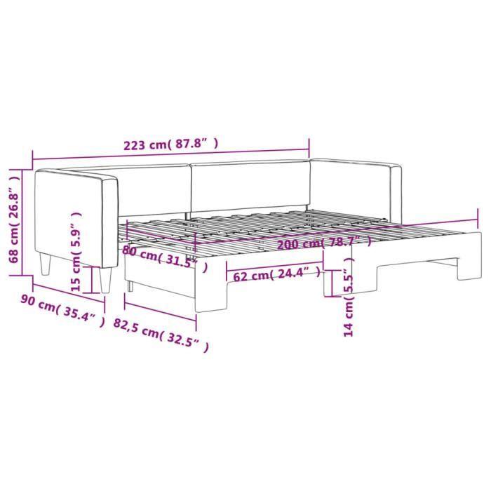 VidaXL Daybed with Trundle Taupe 80x200 Cm Fabric 3196576