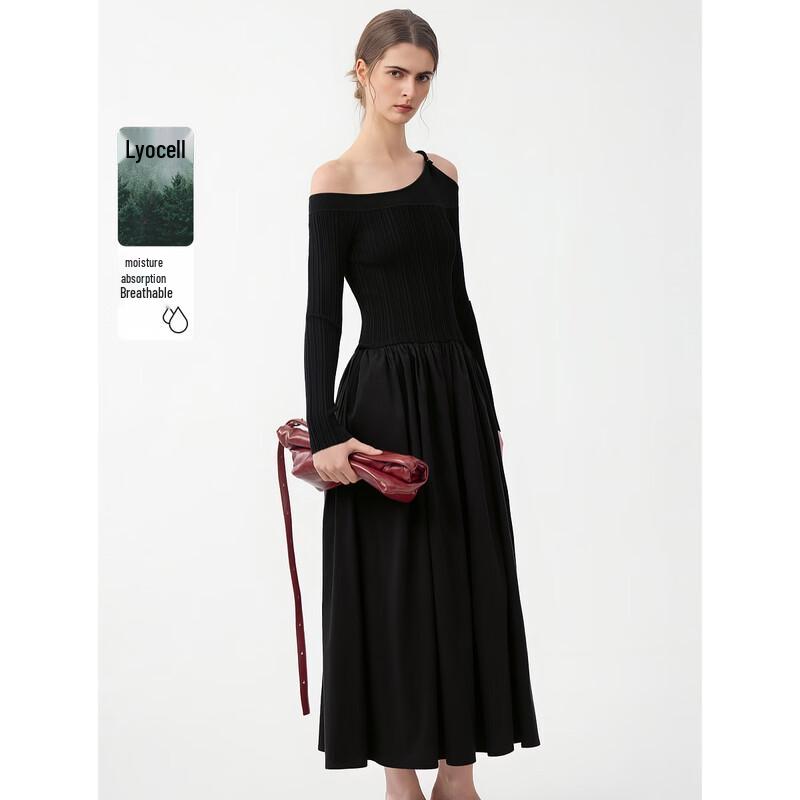 ELLE Dried Rose Elegant Off-Shoulder Midi Dress M