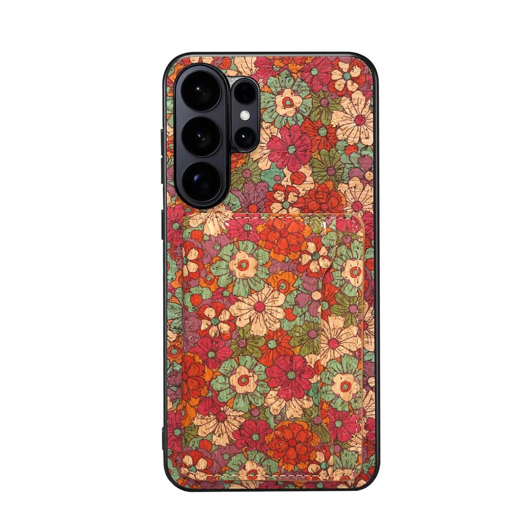 Samsung S26 Ultra Floral Magnetic Leather Case with Card Slot - Fits S23, S24 FE, S25