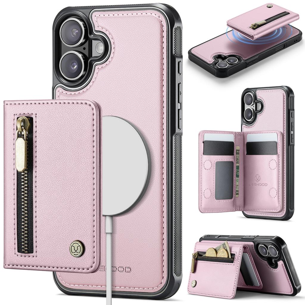 2 In 1 Detachable Magnetic Zipper Leather Cards Solt Wallet Case For iPhone 17 Pro Max 16 Plus 15 14 13 12 11 Phone Bag Cover