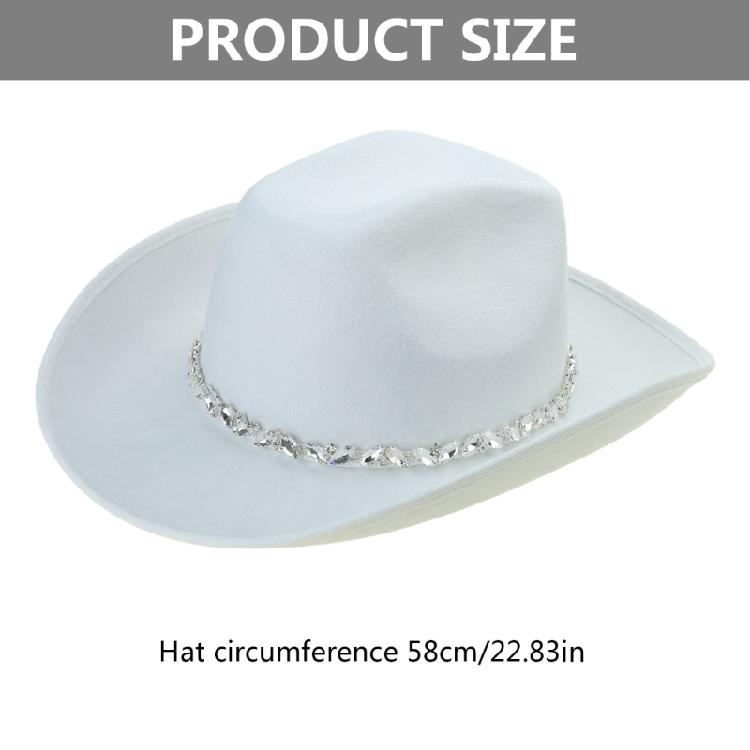 Delicate Glistening Cowgirl Hat with Rhinestones Western Cowboy Hat for Stage