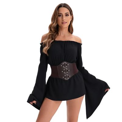 European and American Medieval Renaissance Long Sleeve Shirt Tunic Halloween Stage Performance Costume Pirate Shirt Women