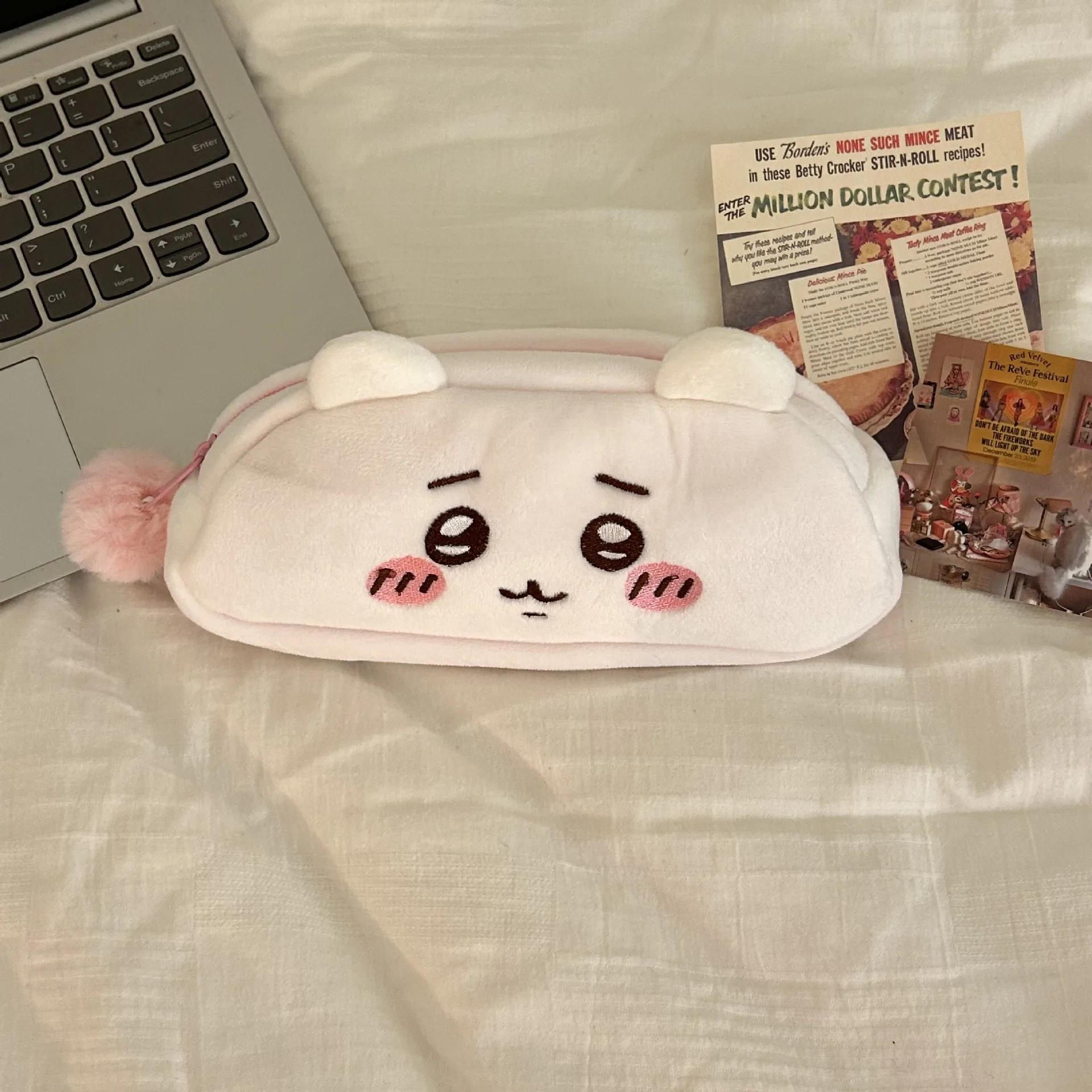 

Hachiware Plush Pencil Case Kawaii Japanese Style Large Capacity Pen Pouch for Students Cute Soft Stationery Bag