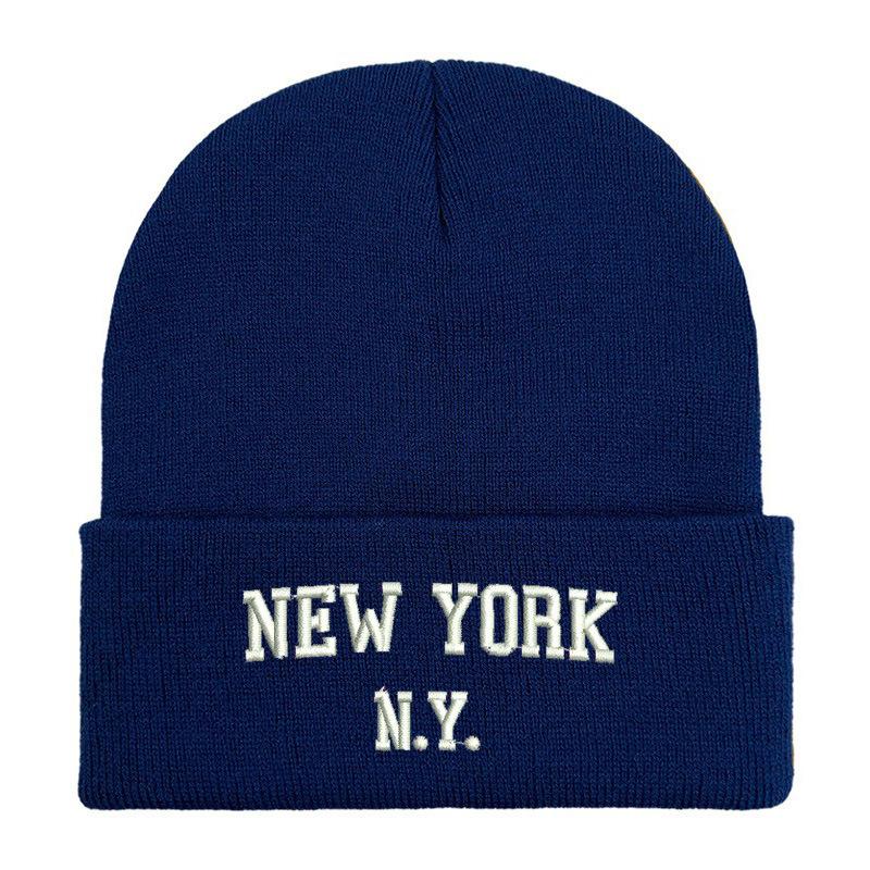 NewYork embroidered flower knit hat versatile beanie wool hat outdoor cycling pullover hat