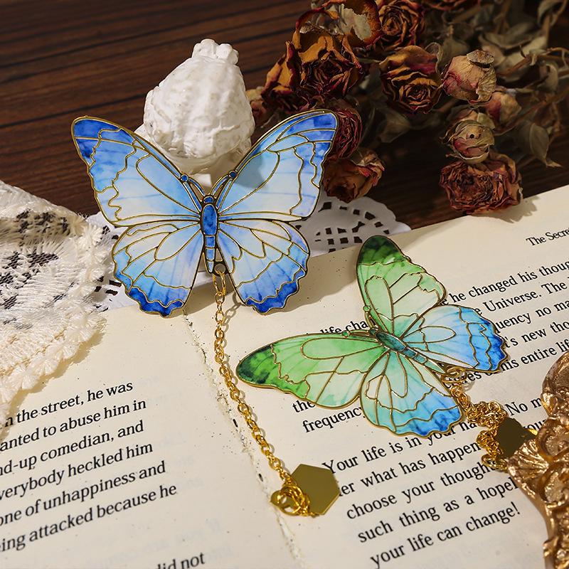 Retro Butterfly Metal Bookmark - Exquisite Chinese-Style Gift for Teachers