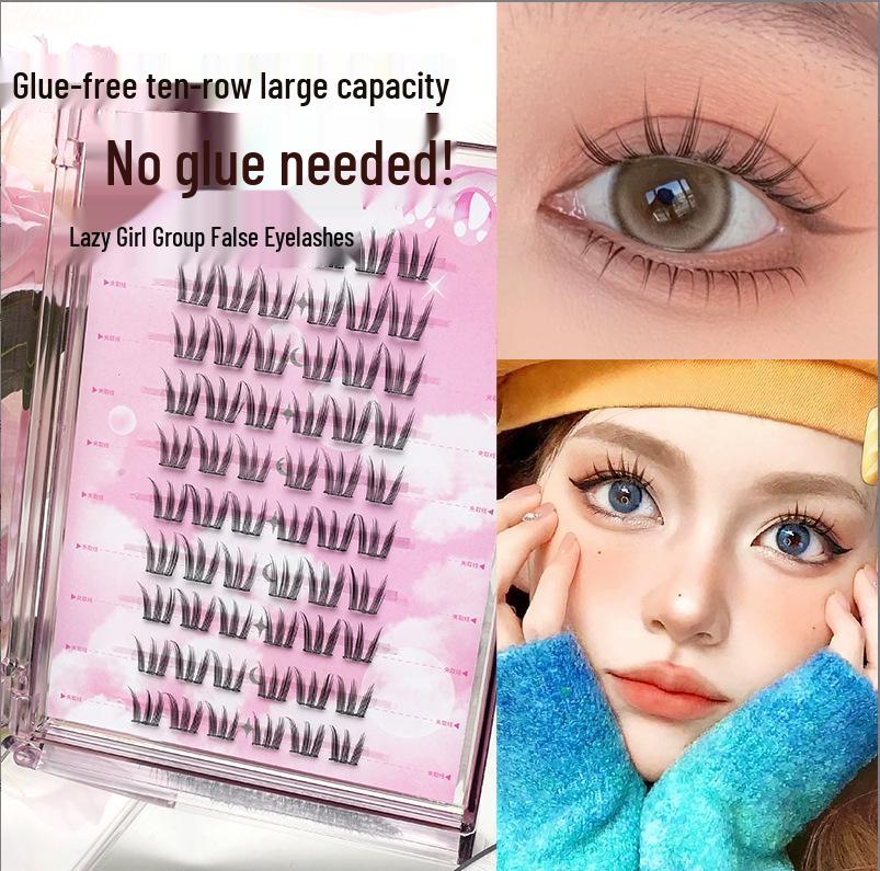 Lotus Elf Girl Glue-Free Removable False Eyelashes - Super Fine Lightweight Single Cluster