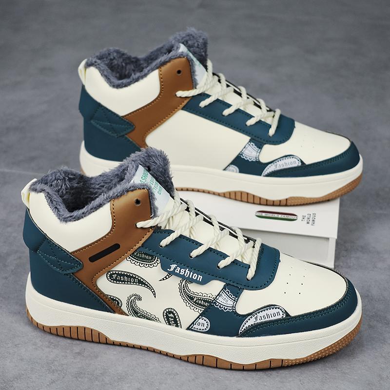 New High Top Winter Fleece Warm and Comfortable Men's Sports Shoes, Lightweight and Versatile Men's Shoes