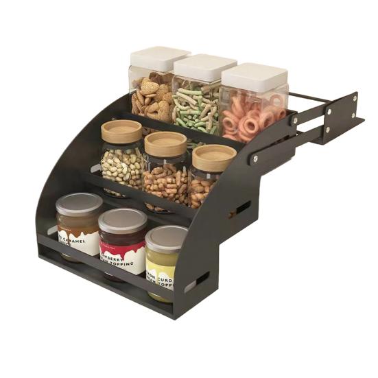 

Down Spice Rack 3-Tier Pull Organizer Inside Out Spice Cabinets Space Saving Storage Shelf