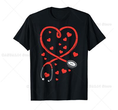 Heart Stethoscope Cute Nurse Valentines Day Rn Icu Er Women T-Shirt Nurse Valentines Shirts For Women Scrub Gifts