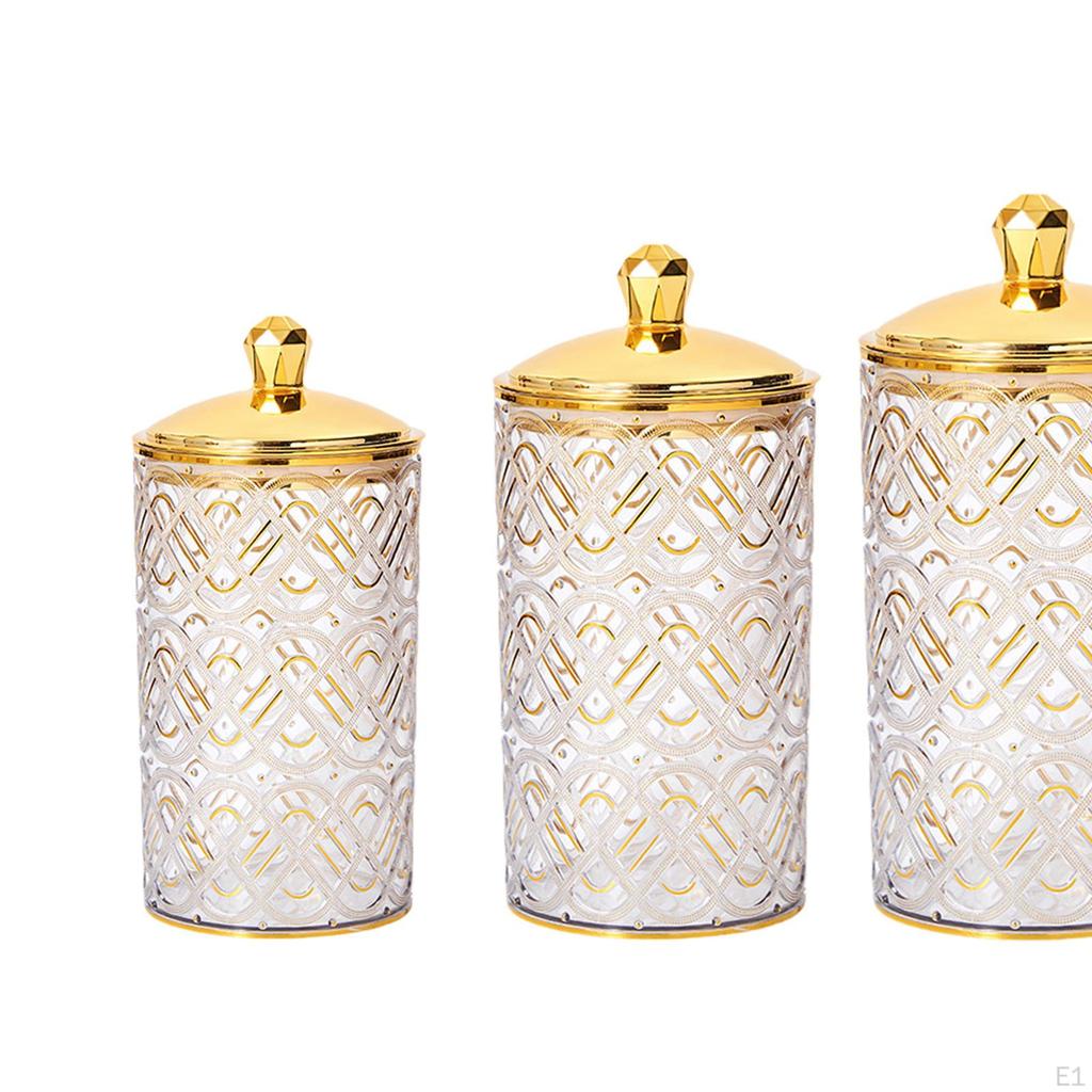 3Pcs Storage Jars with Lid Food Container Pantry Organization Elegant Airtight Kitchen Jar