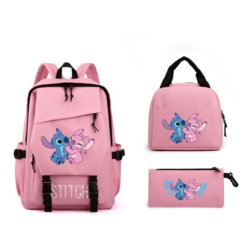 Stitch Student Backpack Lunch Bag And Pen Case Threepiece Set For Use Education