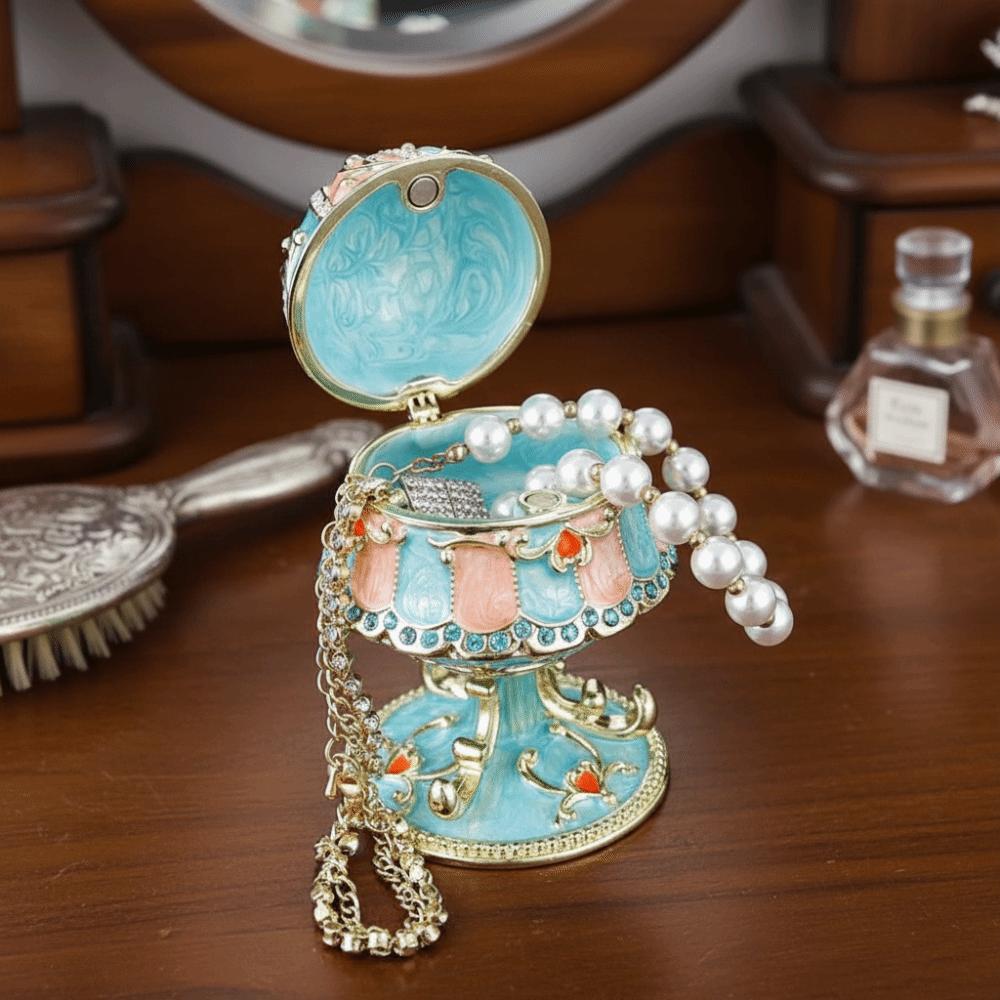 Luxury Enamel Enamel Jewelry Box Hand-Painted Enamel Metal Diamond European Style Jewelry Case Exquisite Design