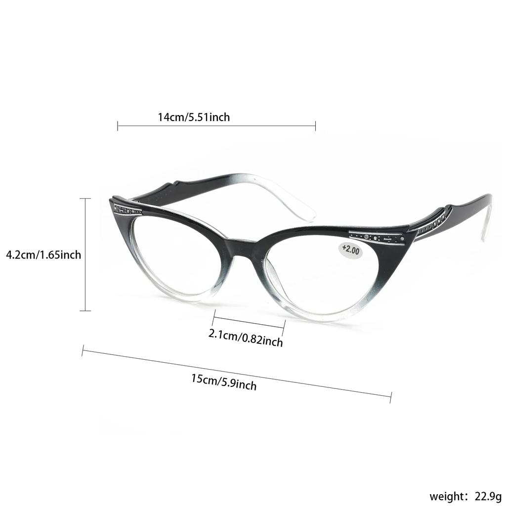Seemfly Retro Cat Eye Damen Lesebrille Weiblich Klassisch Bonbonfarben Rahmen Klare Gläser Altersweitsicht Brille Dioptrie 0 bis +4.0
