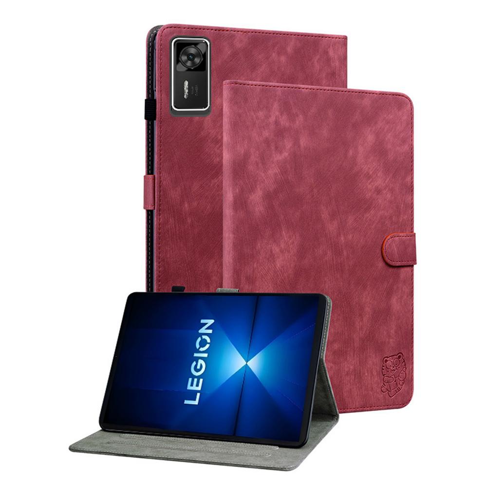 

For Lenovo Legion Y700 Gen 4 Case Tiger Imprint Anti-Scratch PU Leather Tablet Cover Red