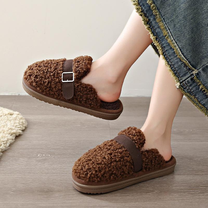 Fashion Winter Warm Women Slippers Simple Velvet Slippers for Outer Wear 2025 Autumn/Winter Cotton Trailers Winter Fashion Women's Shoes