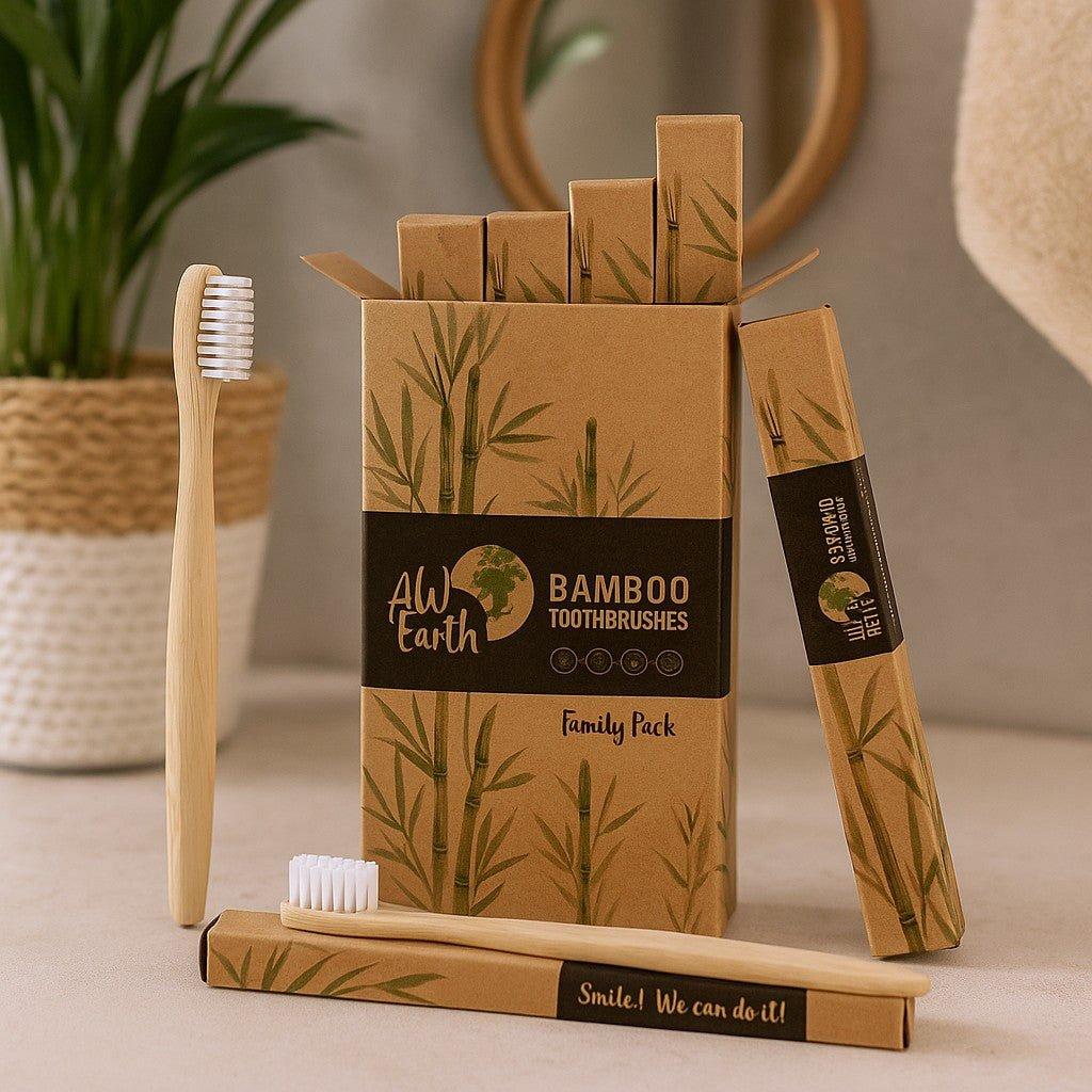 Bamboo Toothbrush 4 Pack White Medium Soft