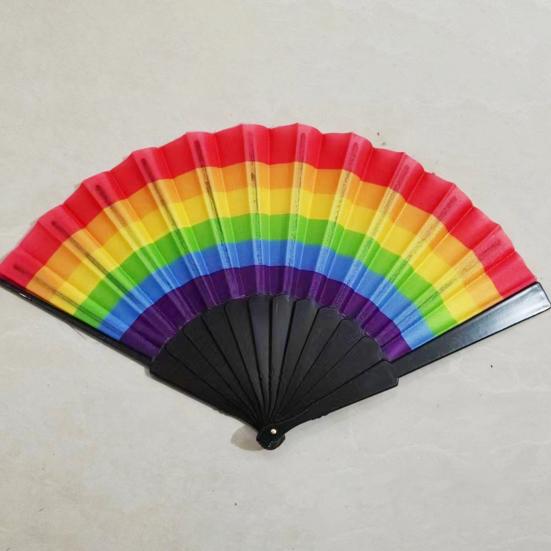 Rainbow Folding Fan Bright Color Lightweight Compact Size Colorful Hand Folding Fan Party Decoration