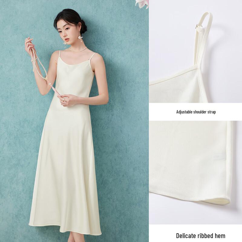 Women's Summer Satin V-Neck Long Camisole Slip Dress